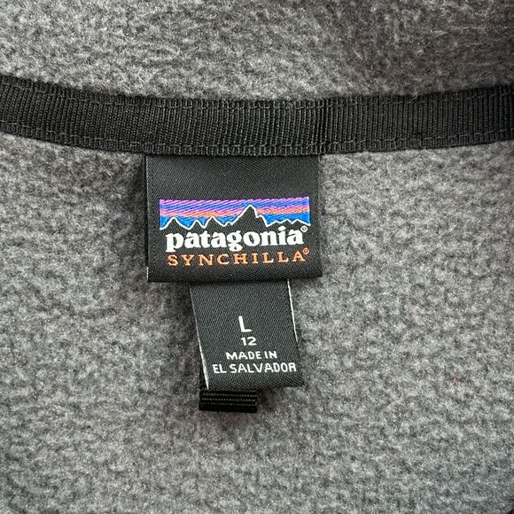 Patagonia Synchilla Snap T Jacket Boys Large Orange Gray 1/4 Snap Fleece 65572 - Picture 6 of 15
